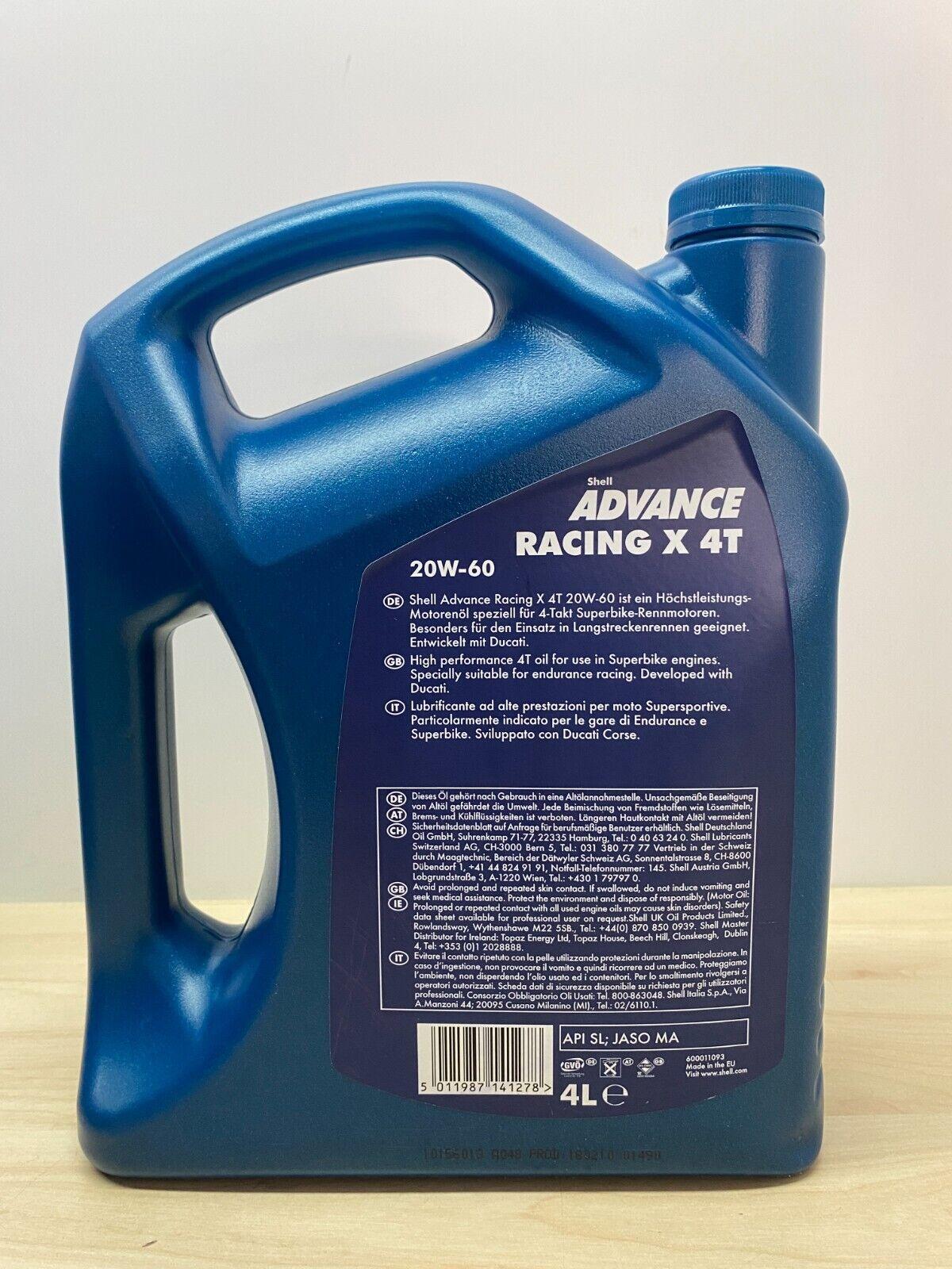 4L Olio Alte Prestazioni Shell Advance Racing X 4T 20W-60 Fully Synthetic