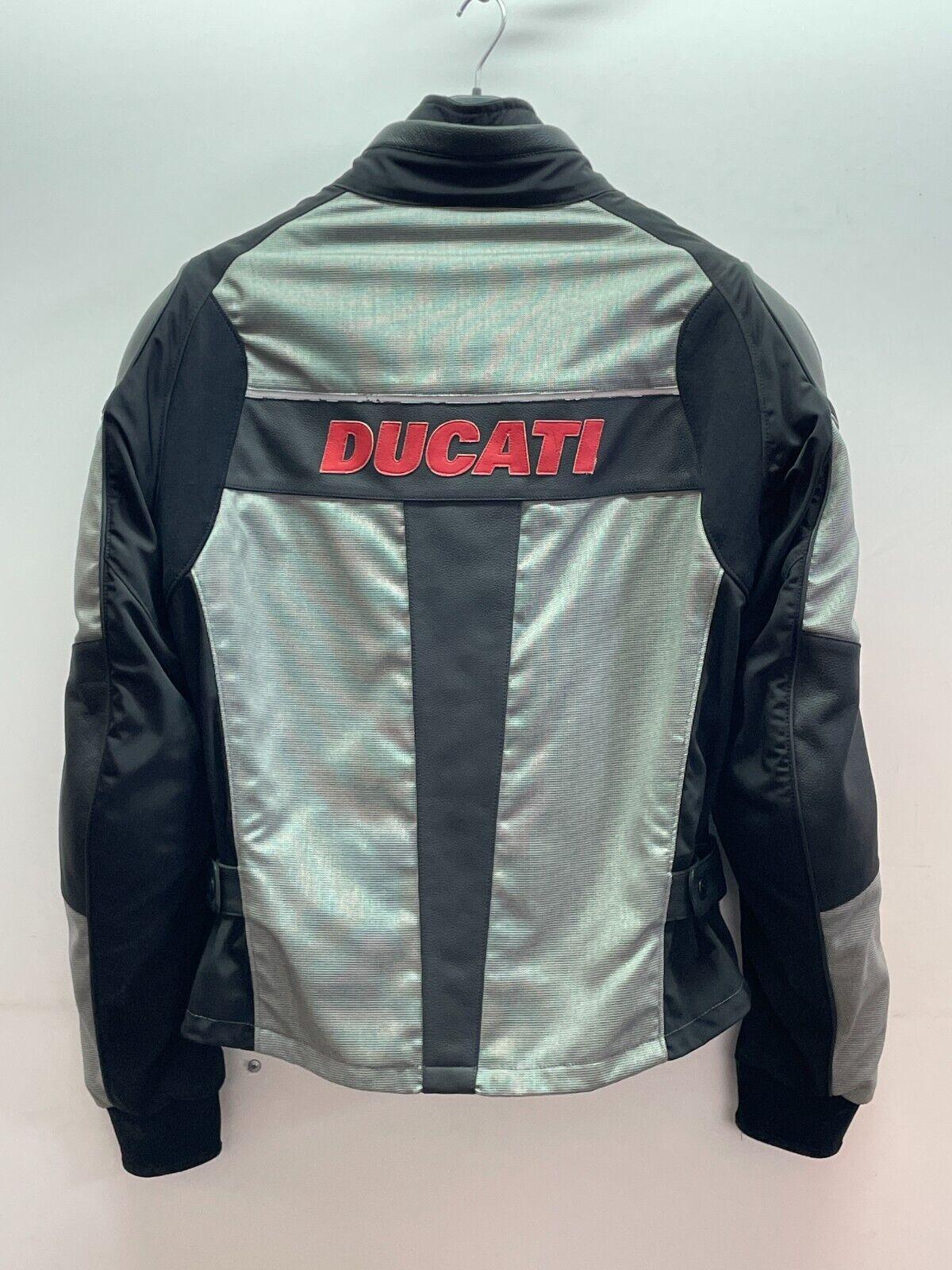 Giubbotto da Moto Vintage Dainese Ducati Hi-Tech Tex Argento Nero TG. 54 3
