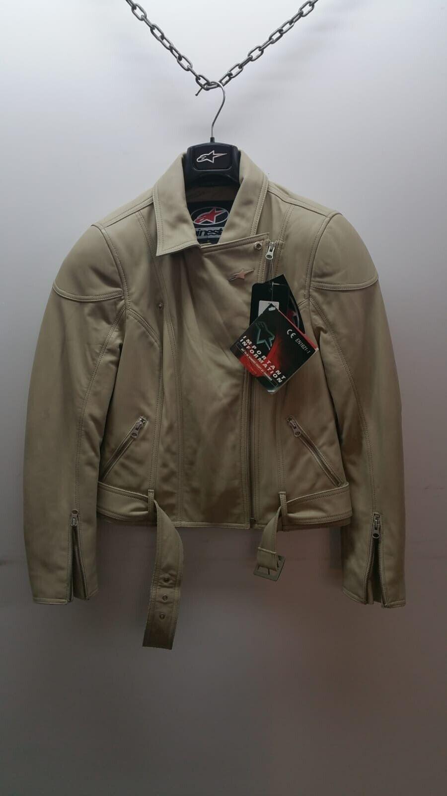alpinestars giubbotto vintage in pelle crema alpinestars stella holly lthr  31122429l - foto 1