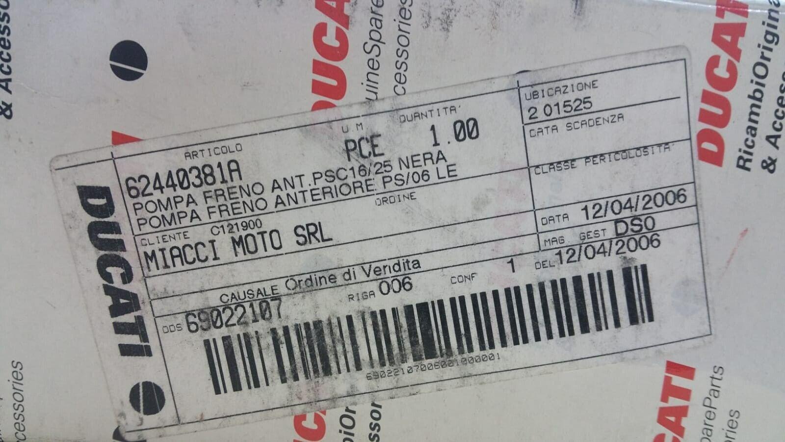 ducati pompa freno anteriore originale ducati sport 1000 paul smart 1000 cod. 62440381a - foto 2