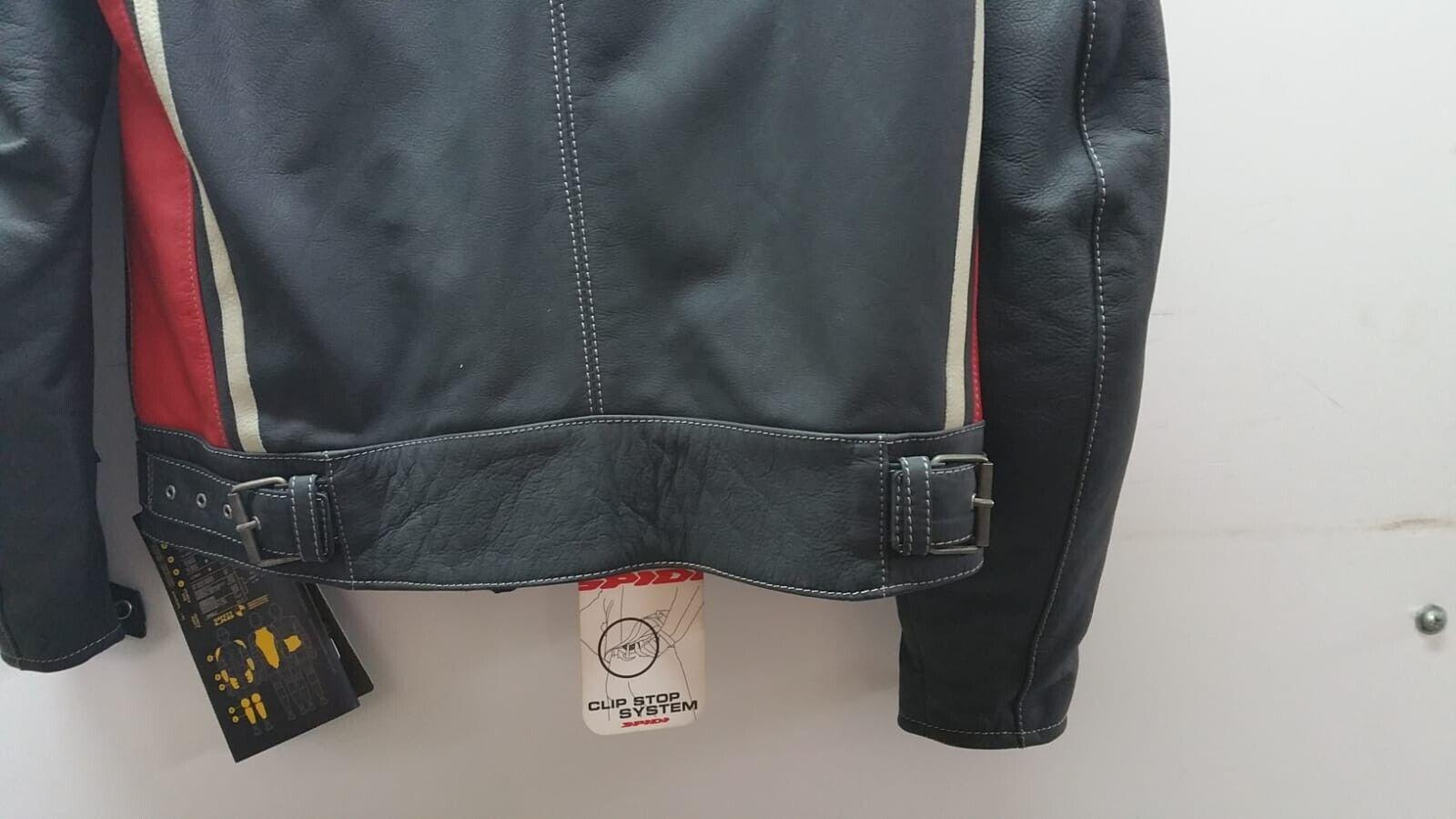 spidi giubbotto vintage da moto in pelle spidi nasty nero rosso tg. m  p73479m - foto 5