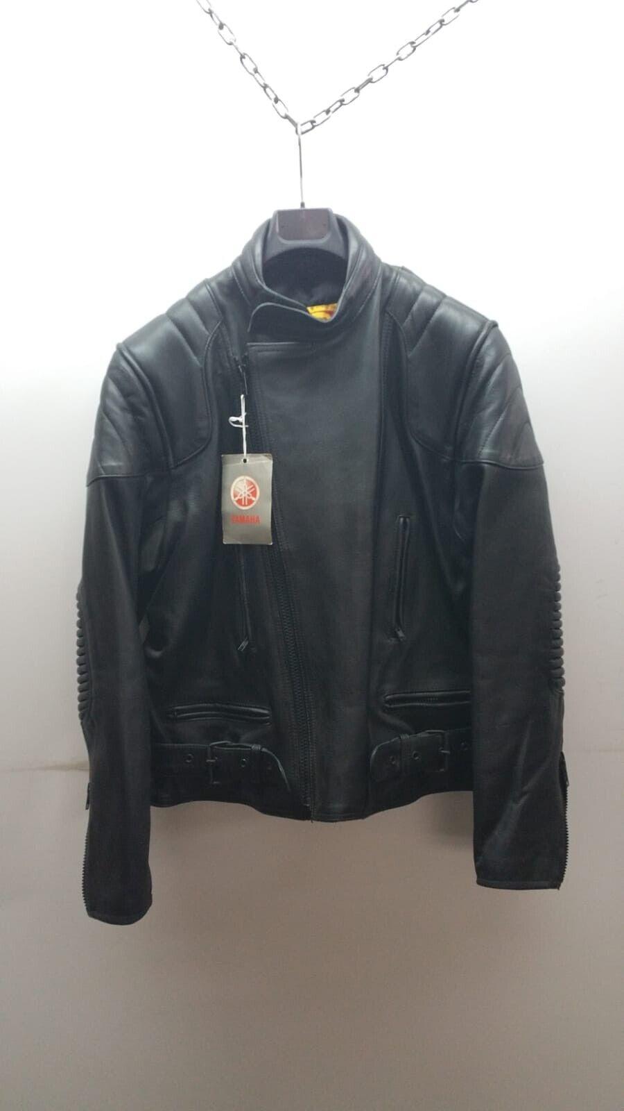 yamaha giubbotto da moto in pelle yamaha vintage lather jacket black cod. b073a180l09 - foto 1