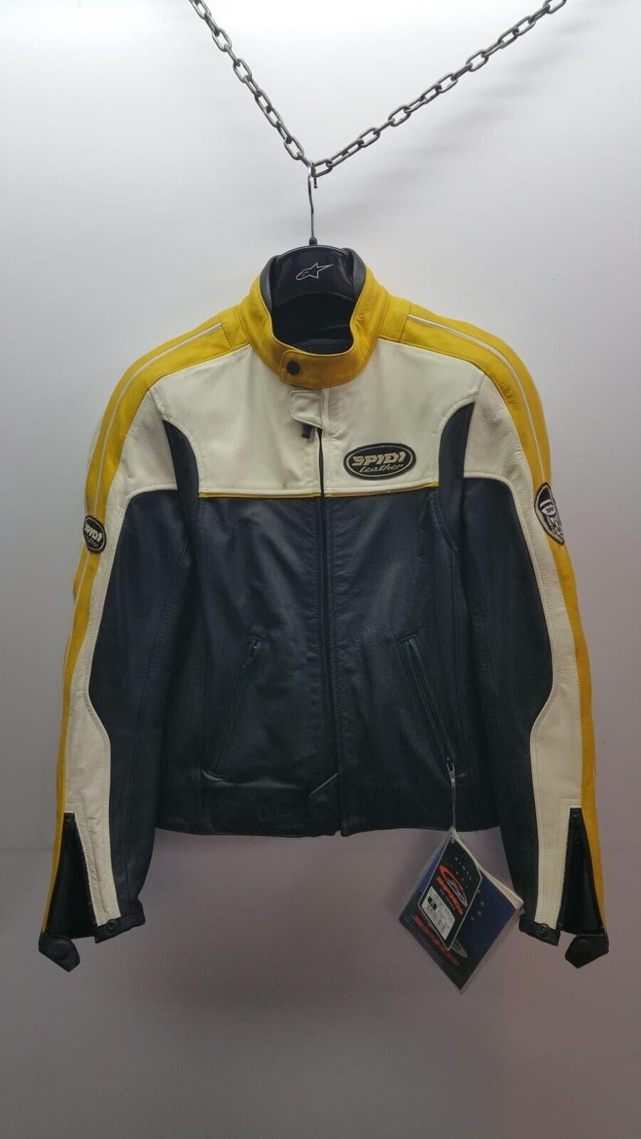 spidi giubbotto vintage pelle spidi factory old nero bianco giallo tg. m cod. p35318 - foto 1