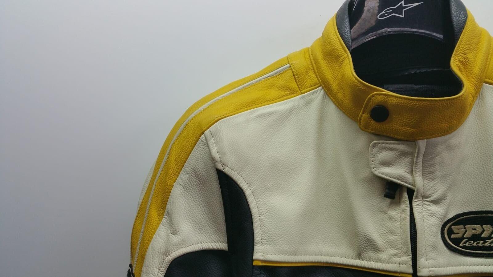 spidi giubbotto vintage pelle spidi factory old nero bianco giallo tg. m cod. p35318 - foto 3
