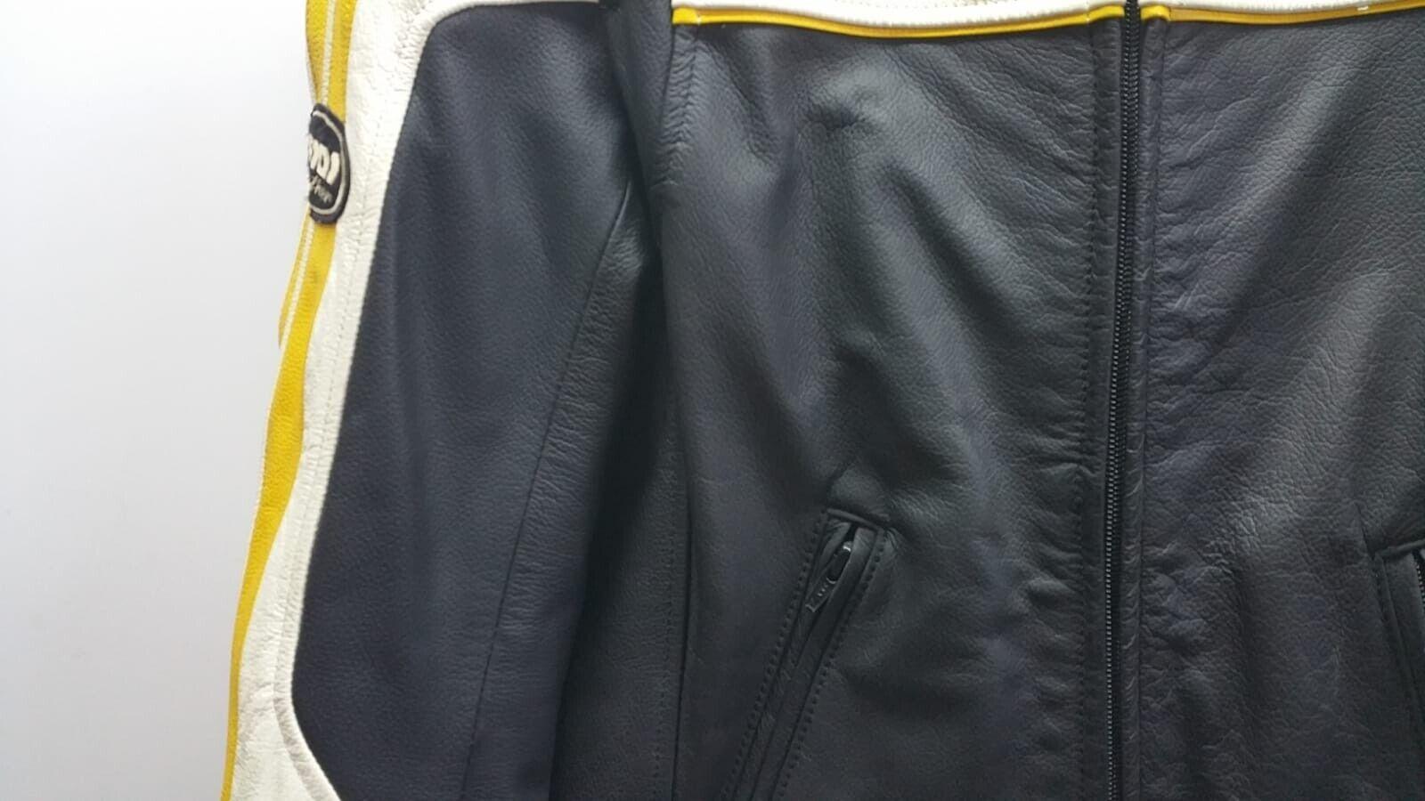spidi giubbotto vintage pelle spidi factory old nero bianco giallo tg. m cod. p35318 - foto 4