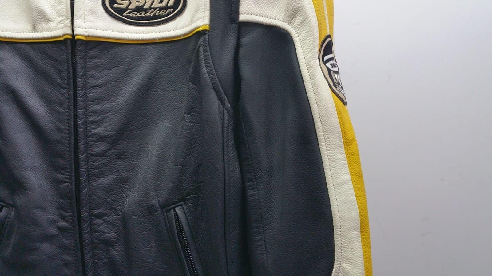 spidi giubbotto vintage pelle spidi factory old nero bianco giallo tg. m cod. p35318 - foto 6