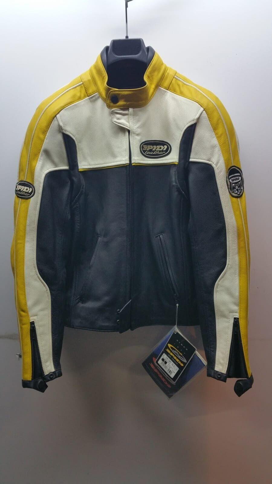 spidi giubbotto da moto vintage spidi factory old nero bianco giallo tg. s cod. p35 - foto 1