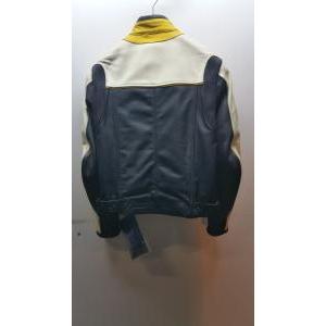 Giubbotto da moto vintage  factory old nero bianco giallo tg. s cod. p35
