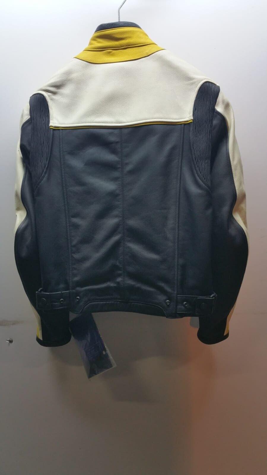 spidi giubbotto da moto vintage spidi factory old nero bianco giallo tg. s cod. p35 - foto 2