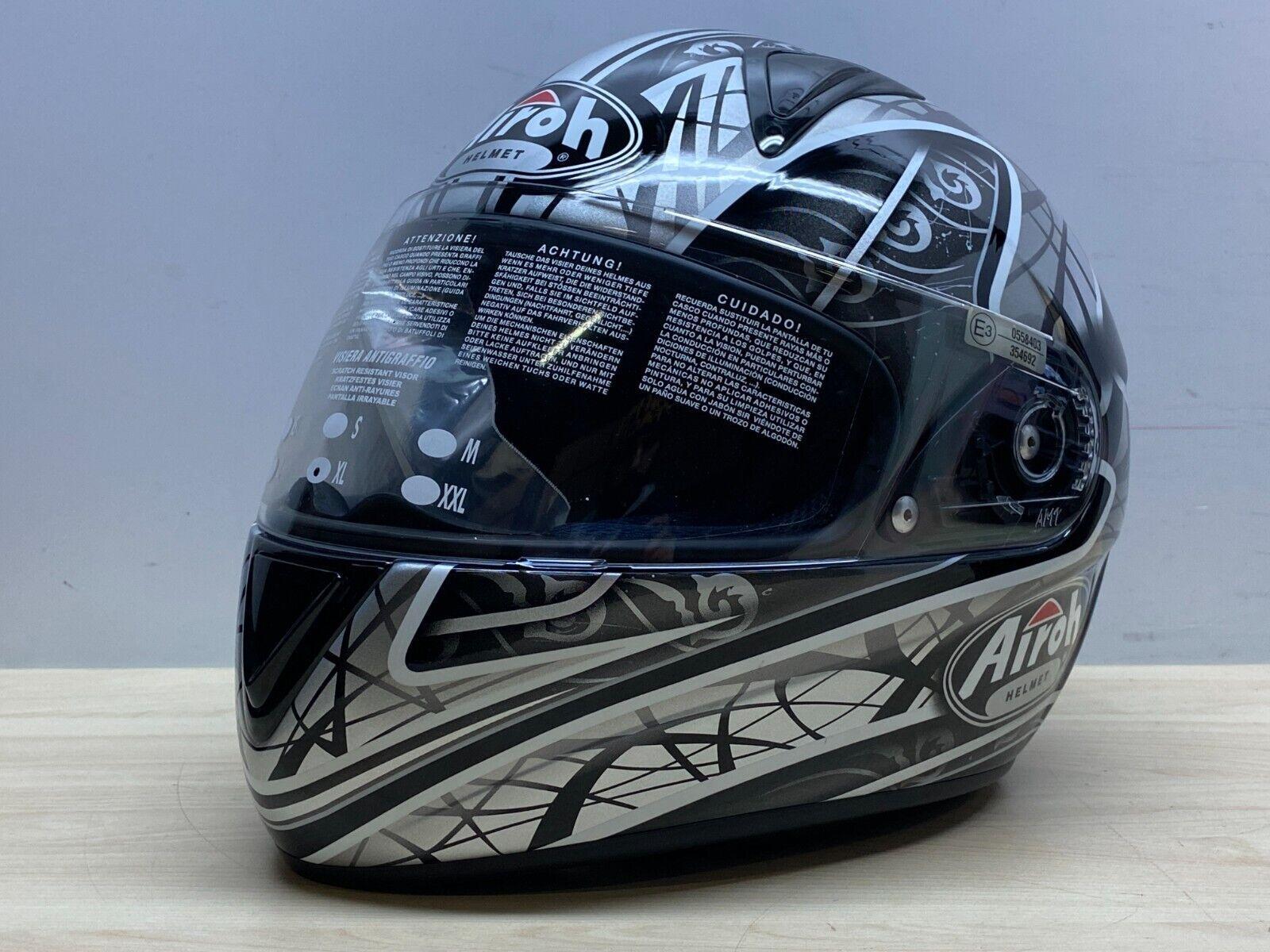  casco integrale aerografato da moto airoh bianco nero grigio tg. xl *16 - foto 3