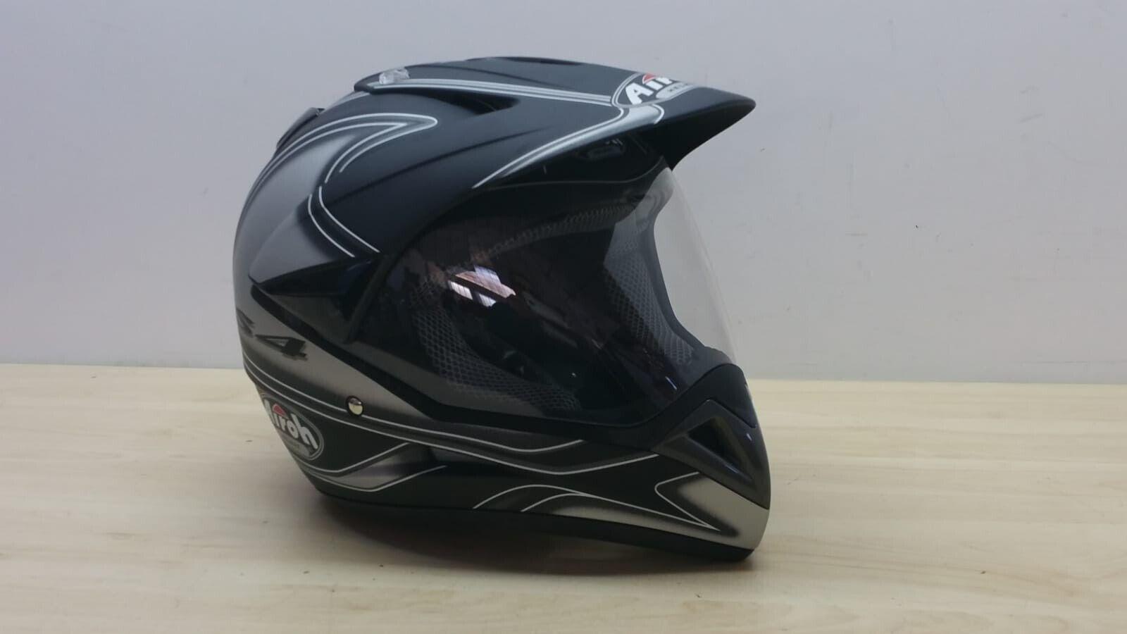  casco integrale da moto motard airoh helmet round nero grigio lucido tg. s *52 - foto 1