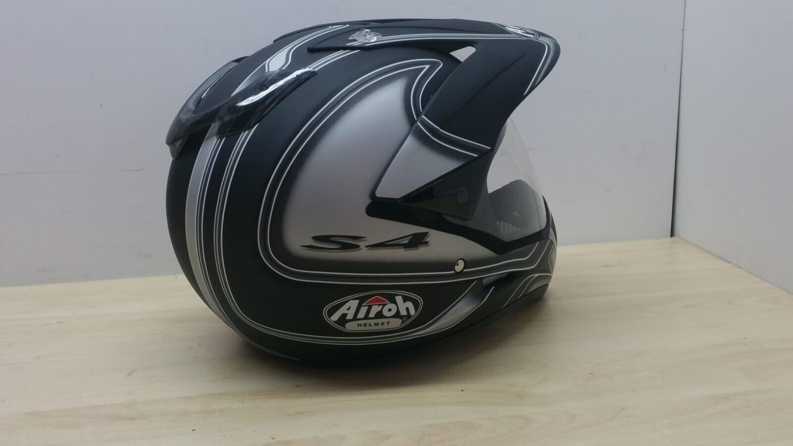  casco integrale da moto motard airoh helmet round nero grigio lucido tg. s *52 - foto 4