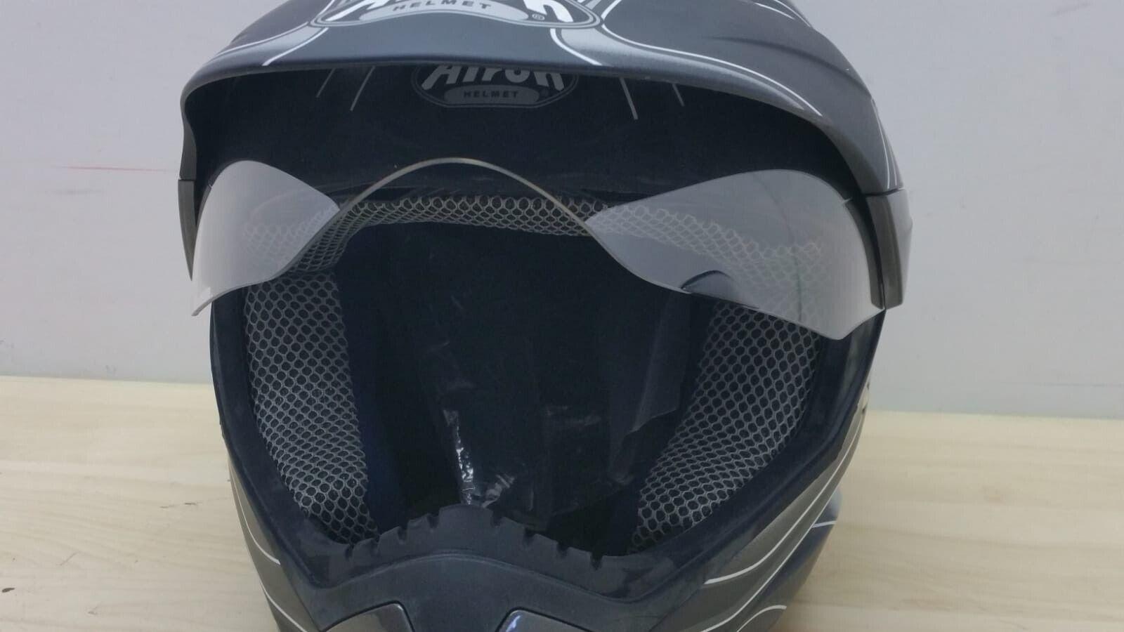  casco integrale da moto motard airoh helmet round nero grigio lucido tg. s *52 - foto 5