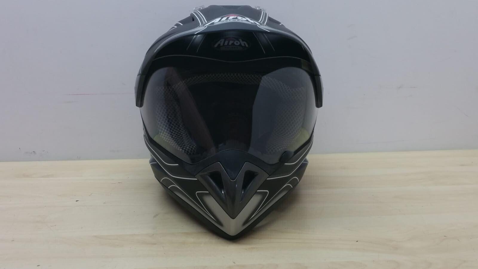 casco integrale da moto motard airoh helmet round nero grigio lucido tg. s *52 - foto 6