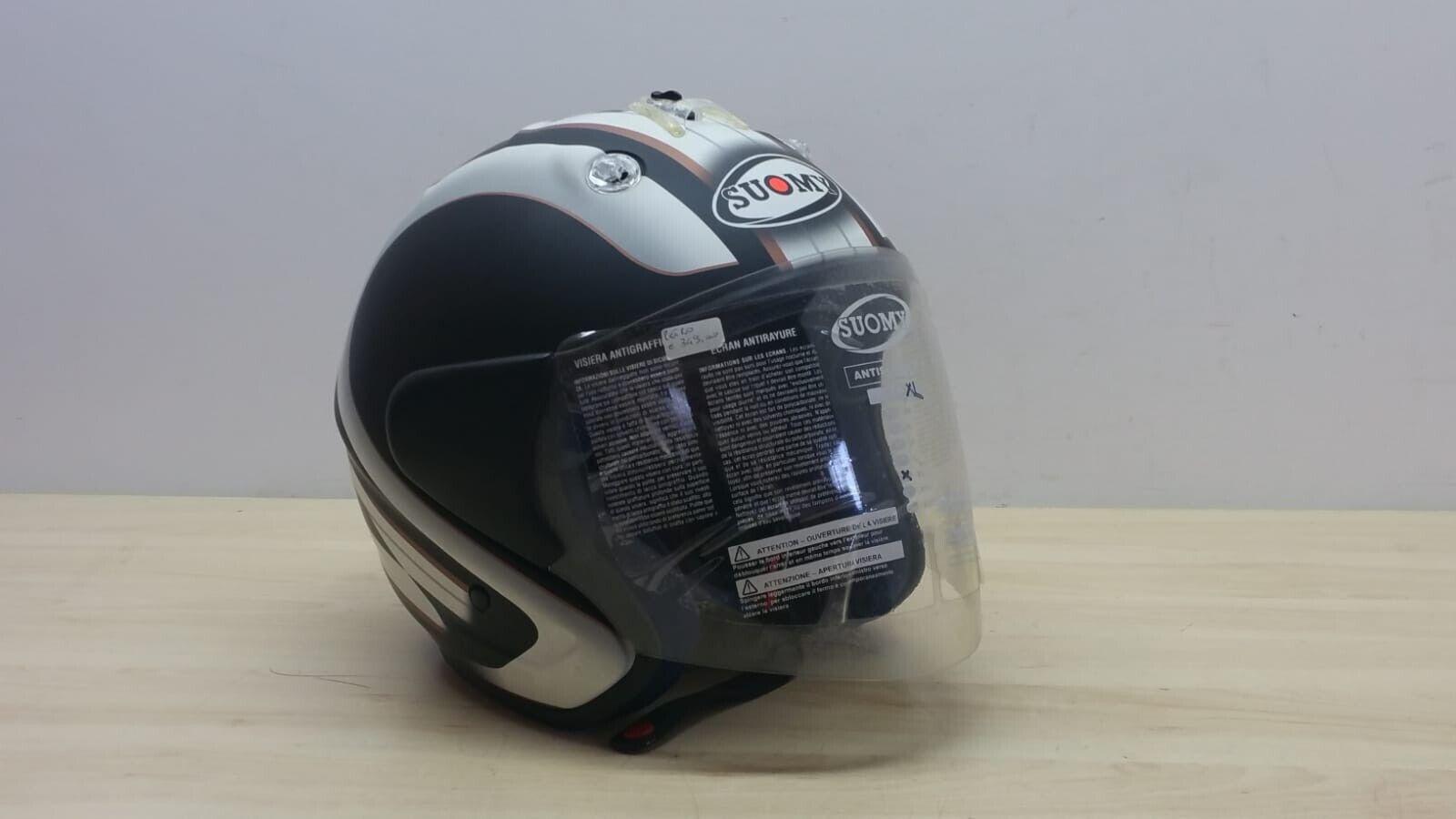  casco da moto e scooter suomy nomad matt. retrò nero grigio bianco tg. xl *77 - foto 1