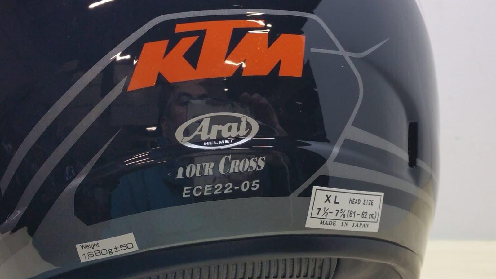 ktm casco da moto enduro motard arai tour cross ktm nero arancio lucido tg. xl 103 - foto 4