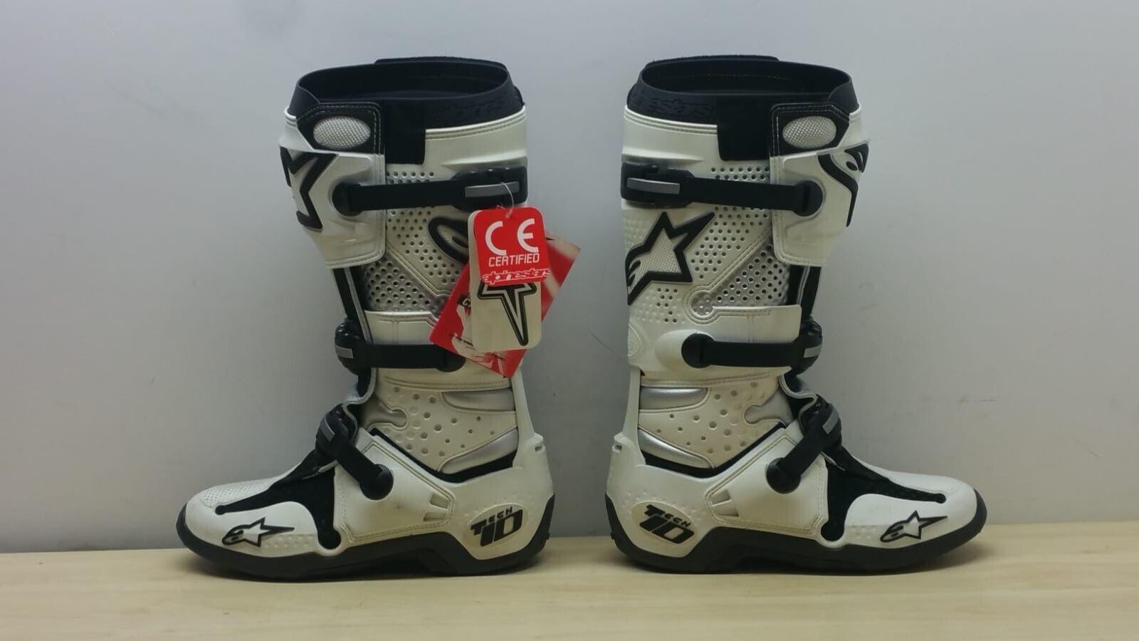 alpinestars stivali da moto cross enduro alpinestars tech 10 white bianco nero tg. 44.5 36 - foto 5