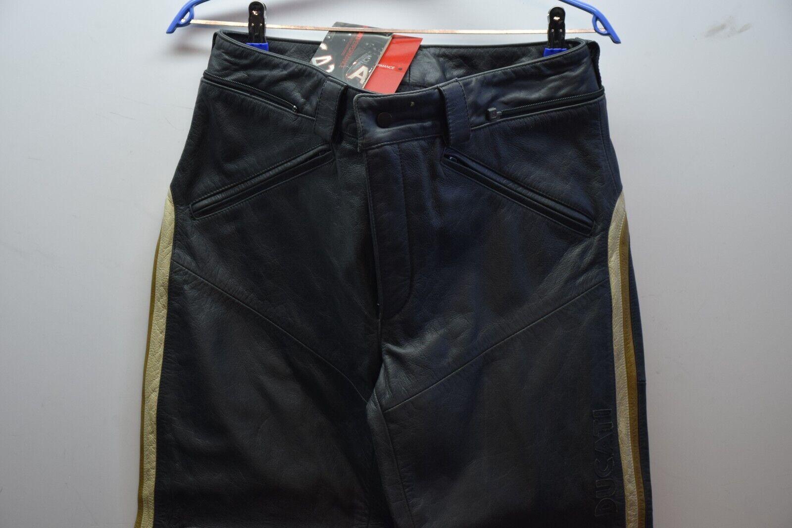ducati pantaloni in pelle da moto ducati performance old times nero crema oro tg 54 8 - foto 5