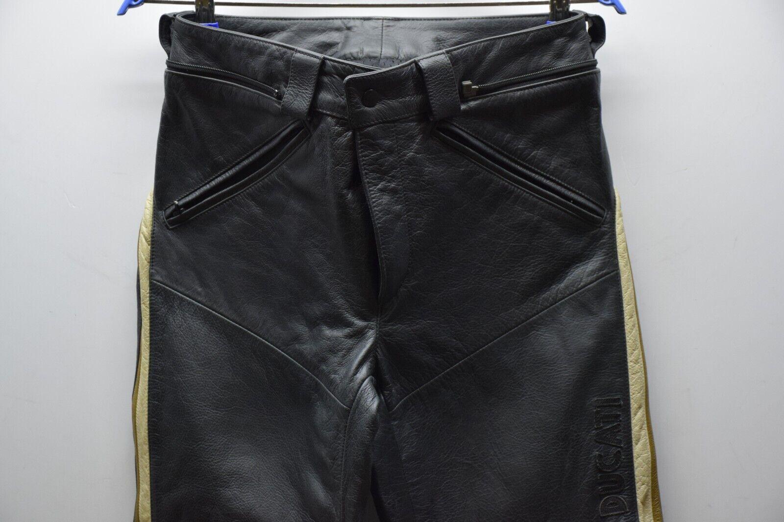 ducati pantalone in pelle da moto old time ducati performance nero panna oro tg 50  10 - foto 5