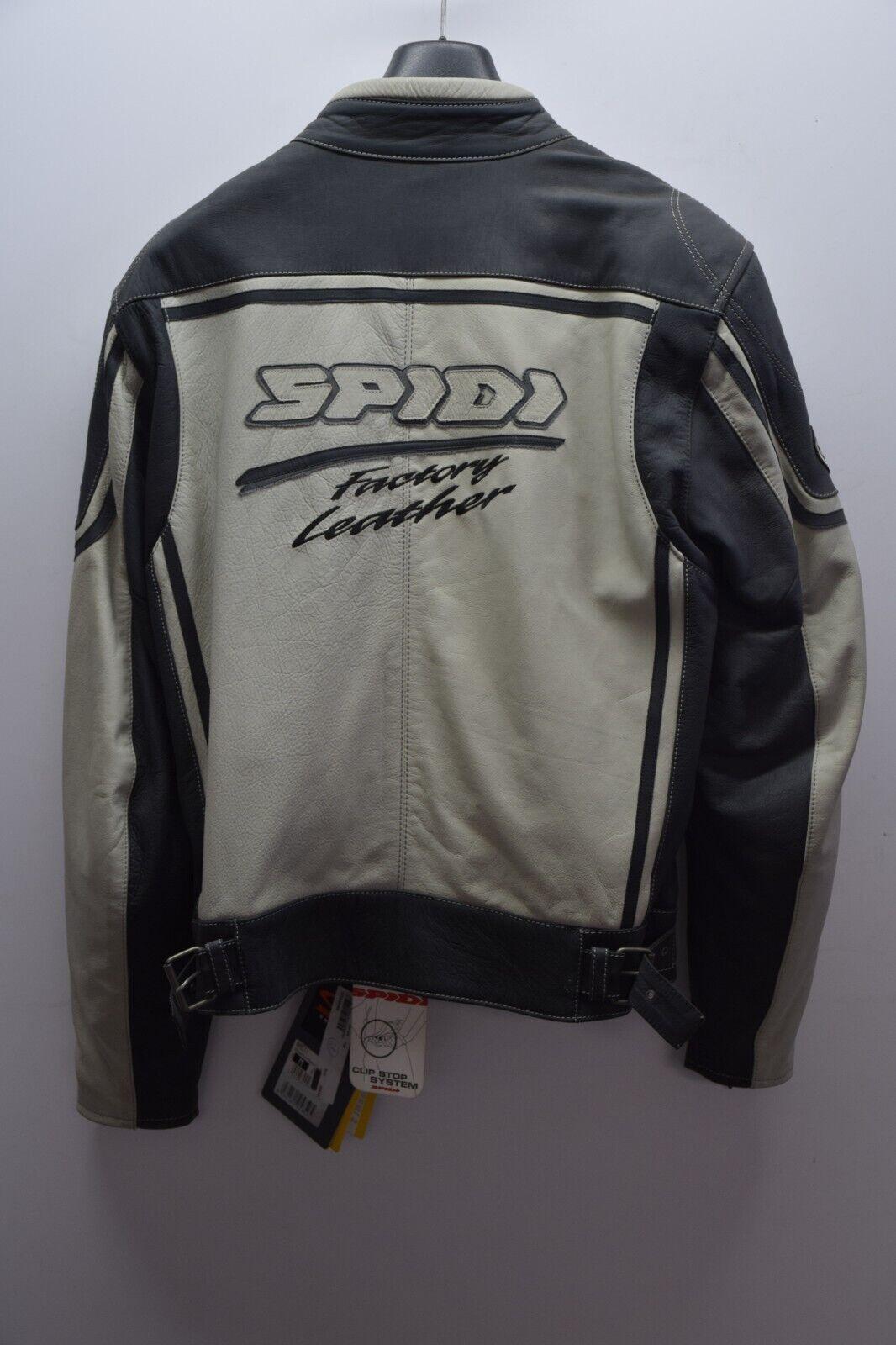 spidi giubbotto in pelle da moto spidi nasty factory lesther ghiaccio nero tg. m 28 - foto 2