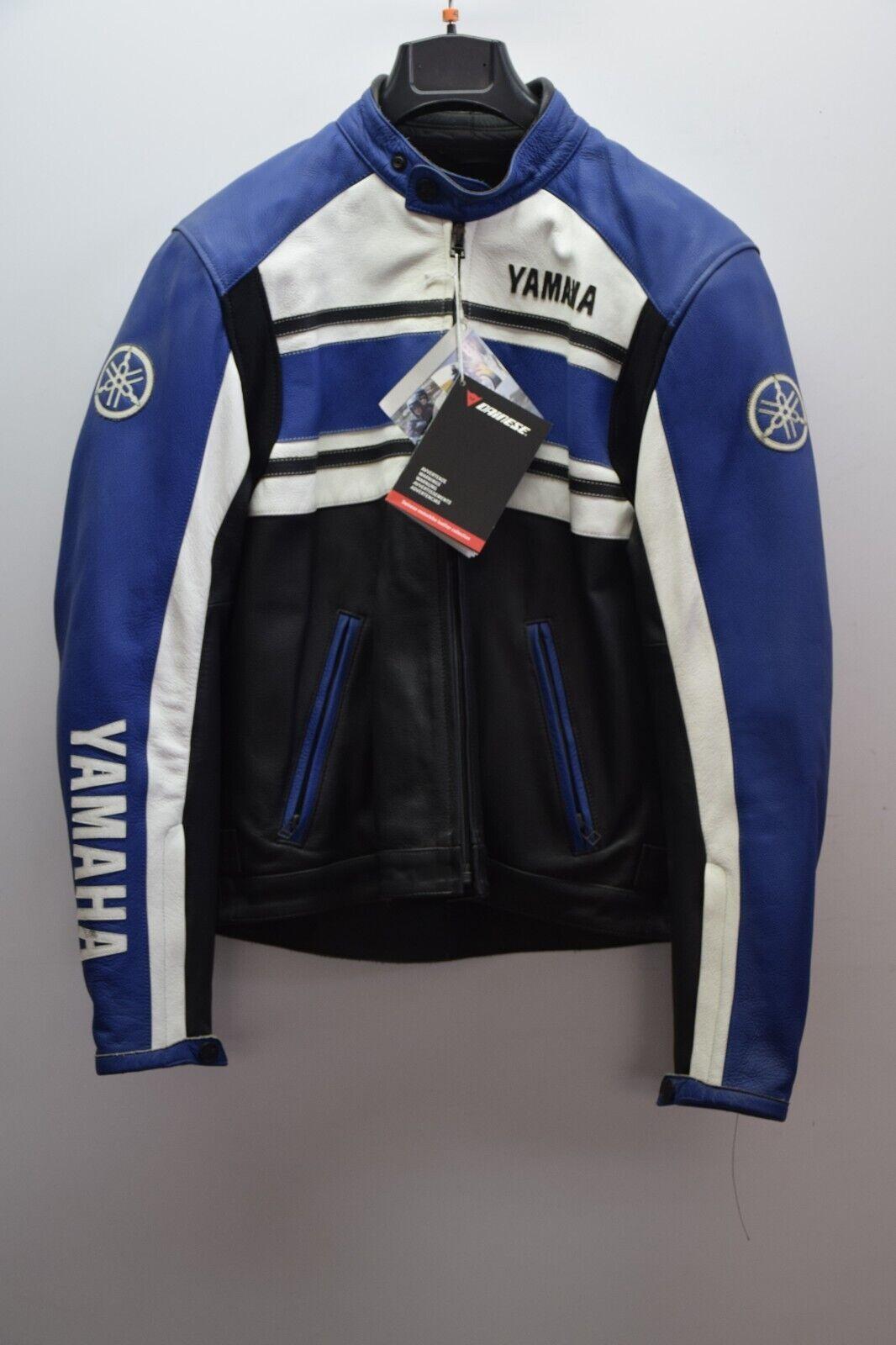 yamaha giubbotto in pelle da moto dainese yamaha motor nero bianco blu tg. 52 30 - foto 1