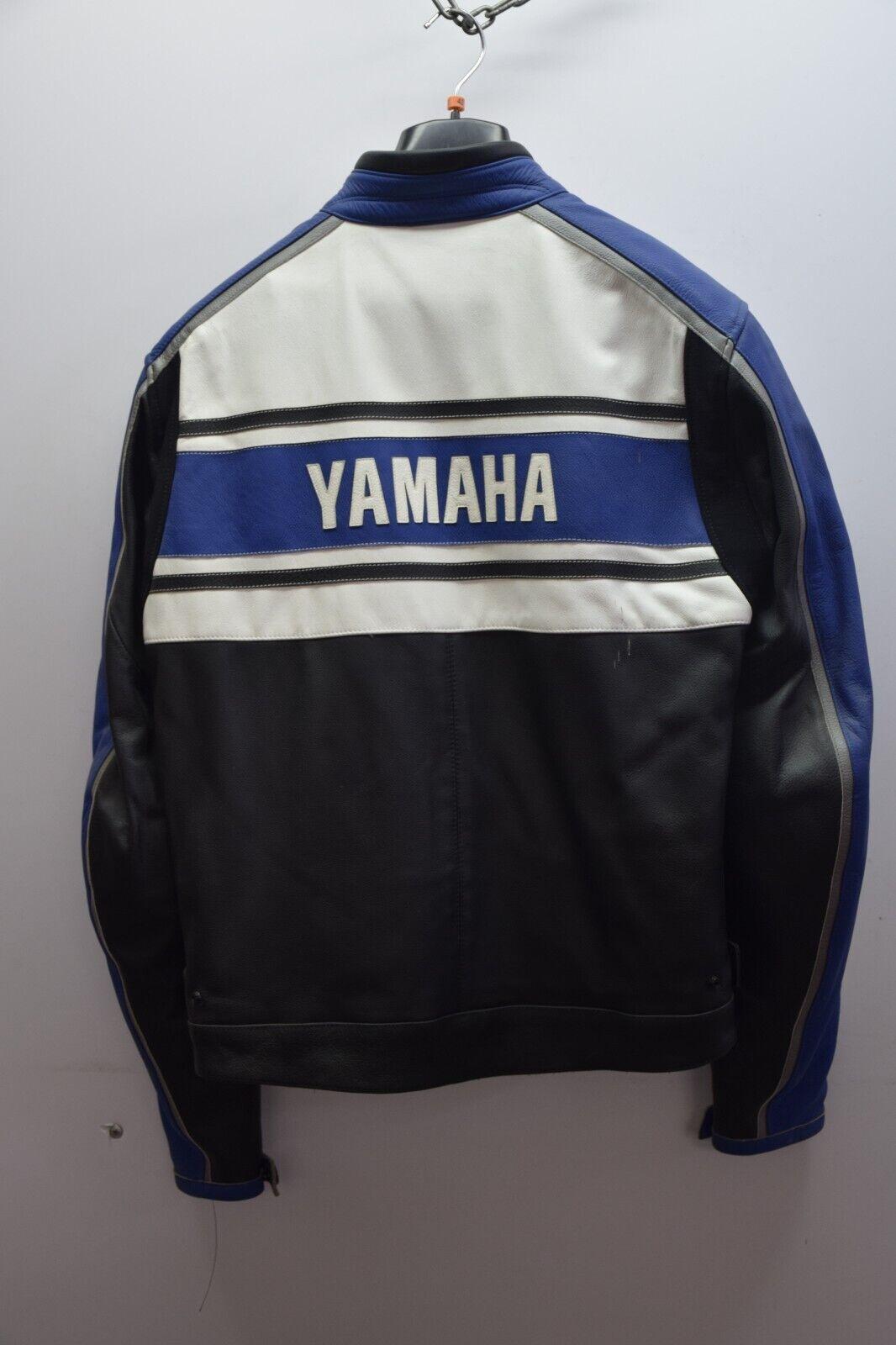 yamaha giubbotto in pelle da moto dainese yamaha motor nero bianco blu tg. 52 30 - foto 2
