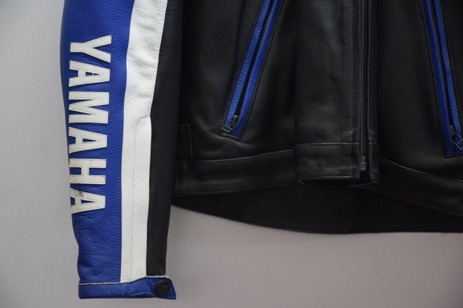 yamaha giubbotto in pelle da moto dainese yamaha motor nero bianco blu tg. 52 30 - foto 3