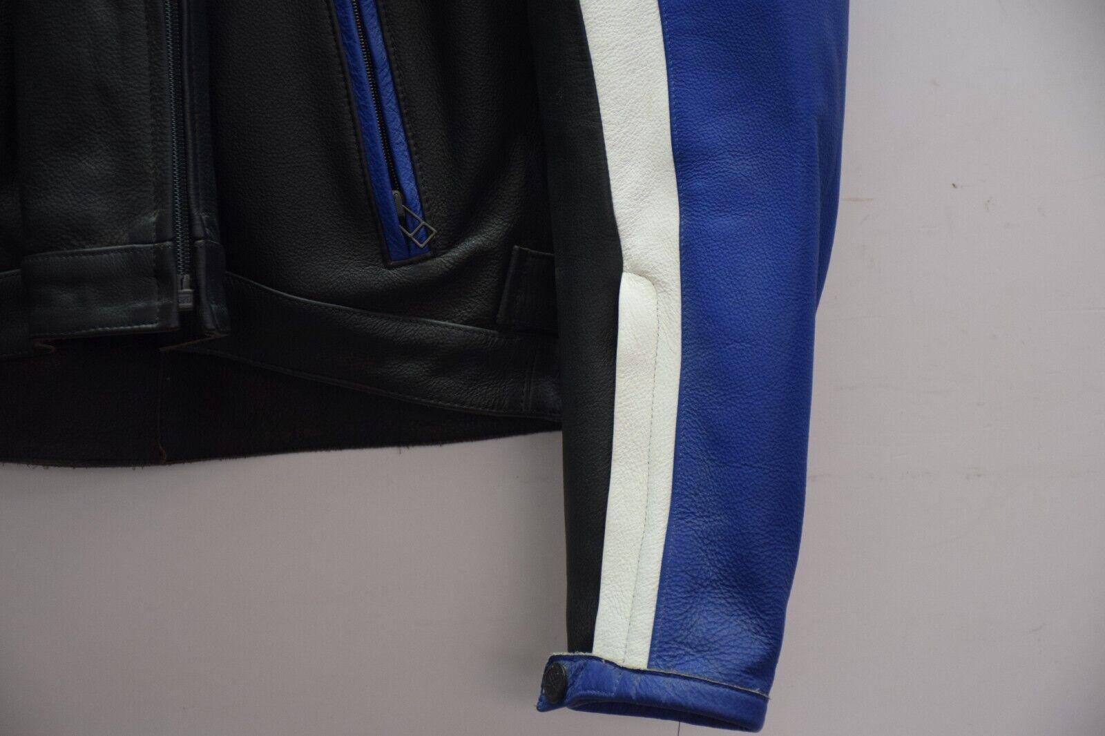 yamaha giubbotto in pelle da moto dainese yamaha motor nero bianco blu tg. 52 30 - foto 4