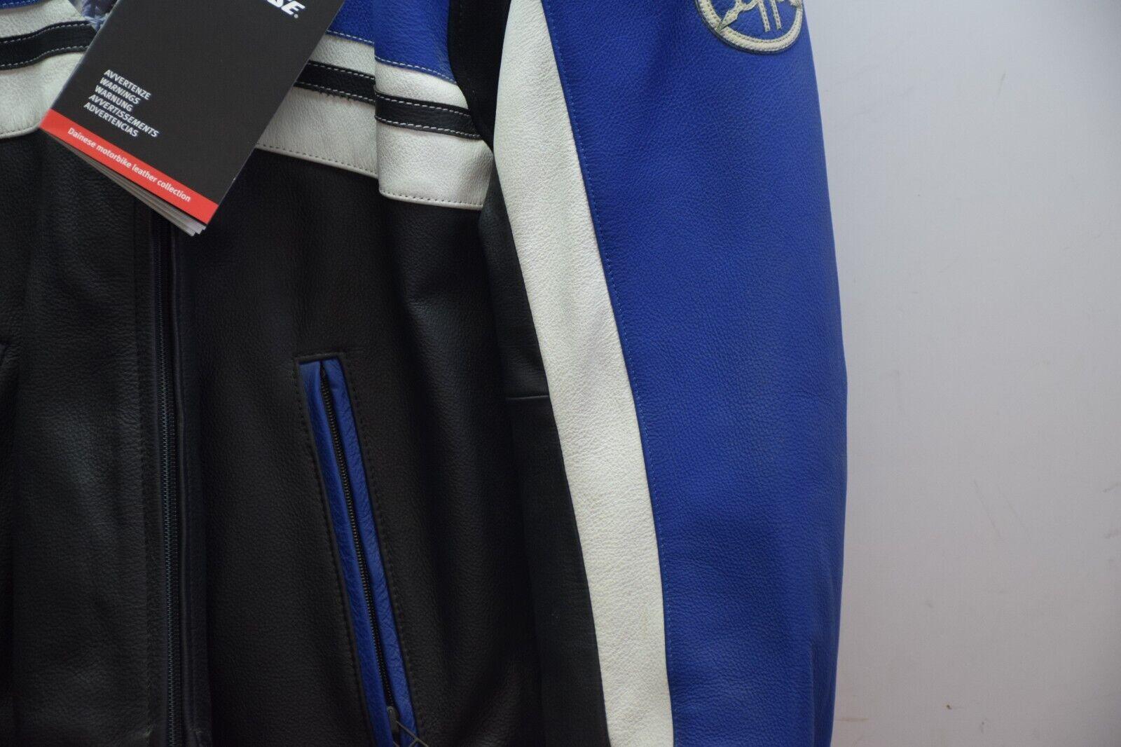 yamaha giubbotto in pelle da moto dainese yamaha motor nero bianco blu tg. 52 30 - foto 5