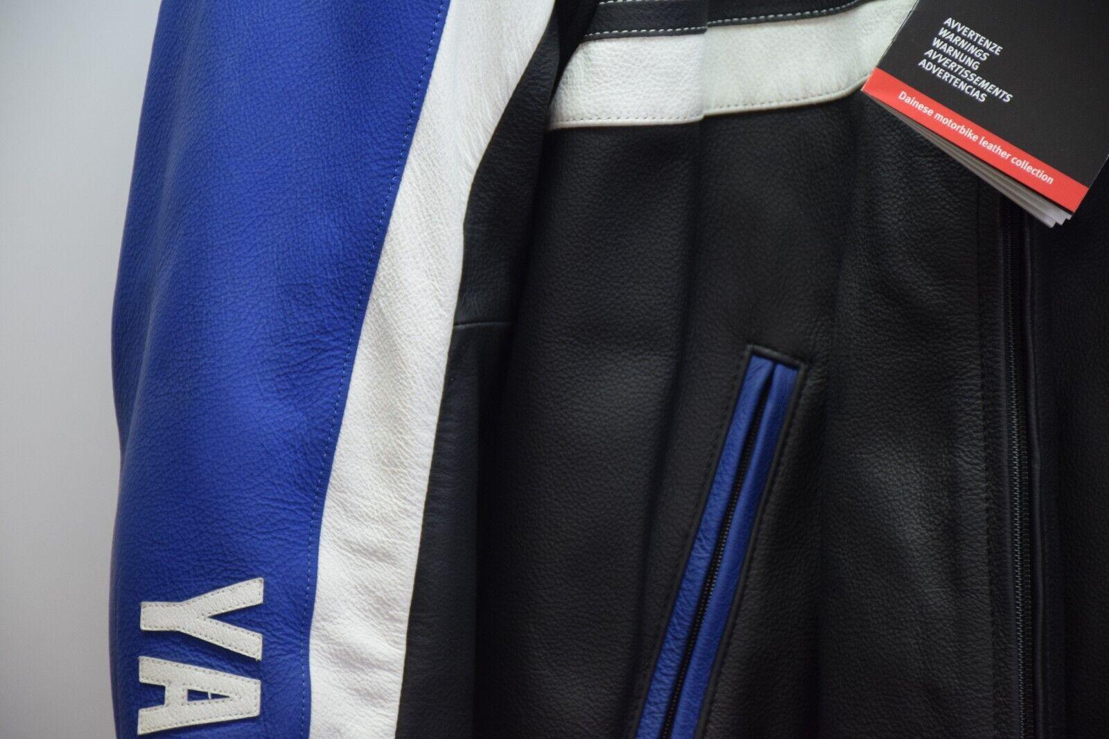 yamaha giubbotto in pelle da moto dainese yamaha motor nero bianco blu tg. 52 30 - foto 6