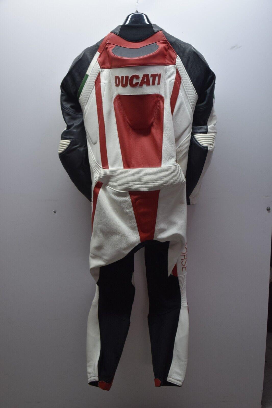 ducati tuta in pelle da moto strada pista intera sbk ducati corse tricolore tg. 52 - foto 2