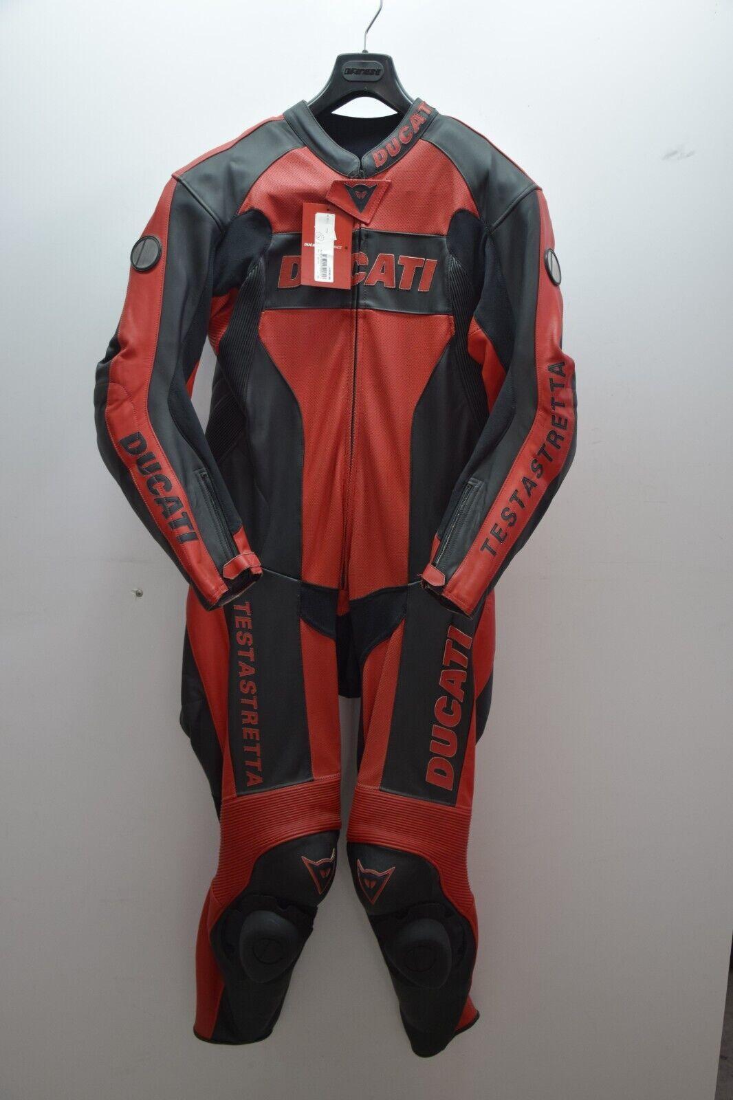 ducati tuta in pelle da moto ducati testastretta dark stripe sbk  rosso nero tg. 52 - foto 1
