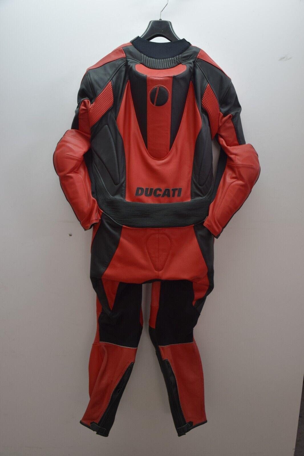 ducati tuta in pelle da moto ducati testastretta dark stripe sbk  rosso nero tg. 52 - foto 2