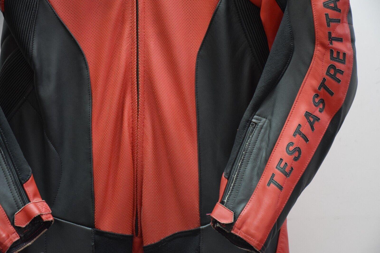 ducati tuta in pelle da moto ducati testastretta dark stripe sbk  rosso nero tg. 52 - foto 6