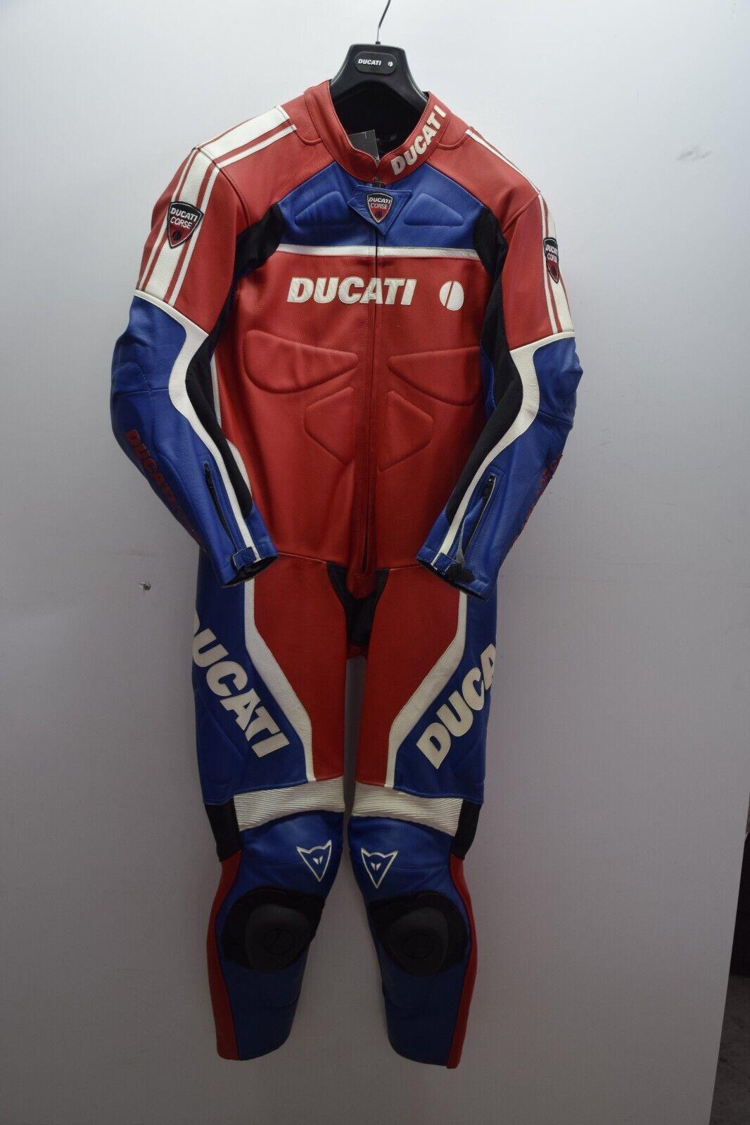 ducati tuta in pelle da moto ducati sbk ben bostrom rossa blu bianco pista strada tg 52 - foto 1