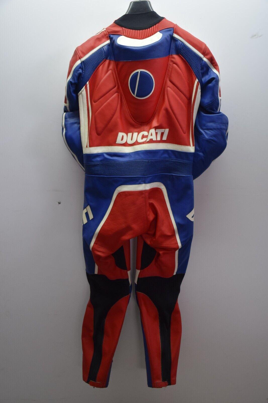 ducati tuta in pelle da moto ducati sbk ben bostrom rossa blu bianco pista strada tg 52 - foto 2