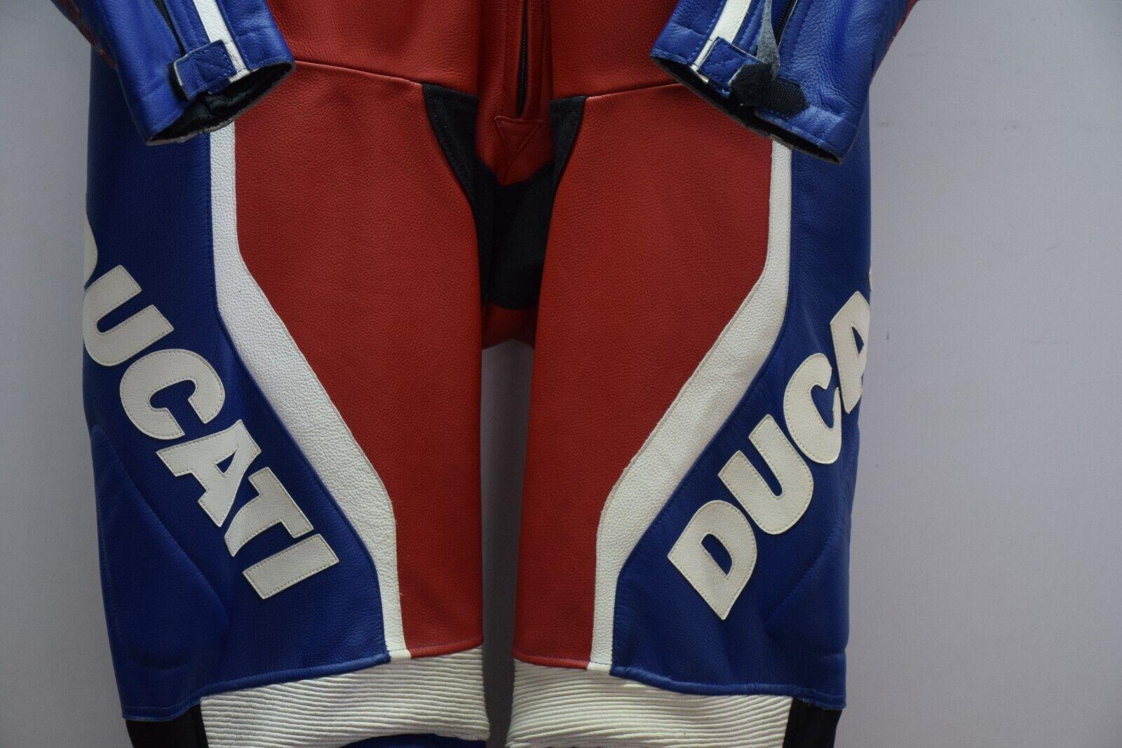 ducati tuta in pelle da moto ducati sbk ben bostrom rossa blu bianco pista strada tg 52 - foto 4