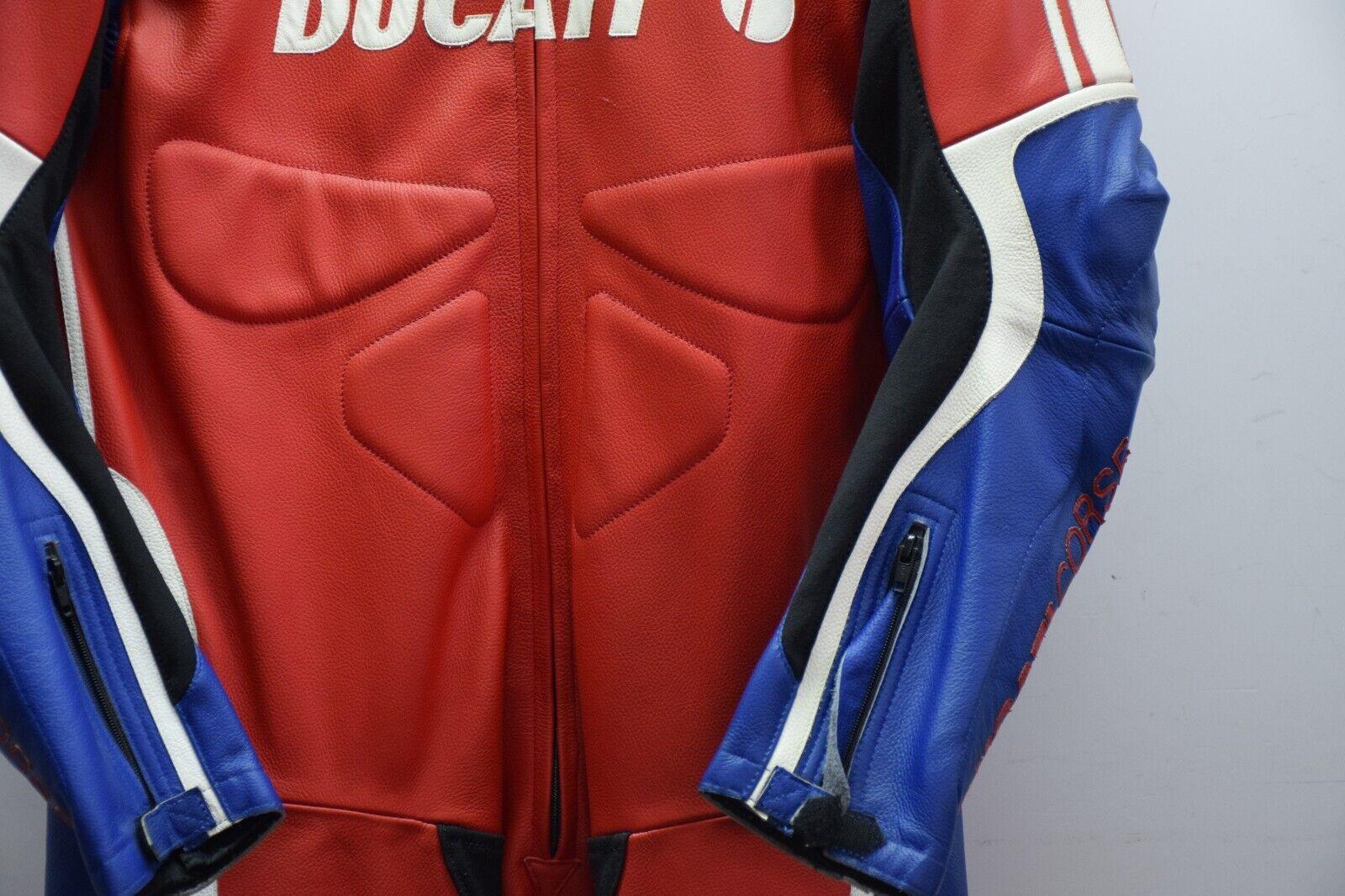 ducati tuta in pelle da moto ducati sbk ben bostrom rossa blu bianco pista strada tg 52 - foto 5
