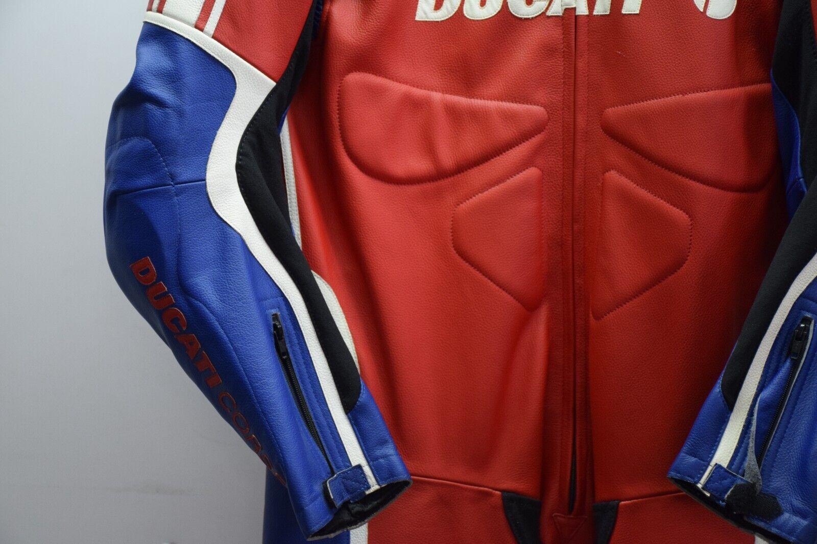 ducati tuta in pelle da moto ducati sbk ben bostrom rossa blu bianco pista strada tg 52 - foto 6