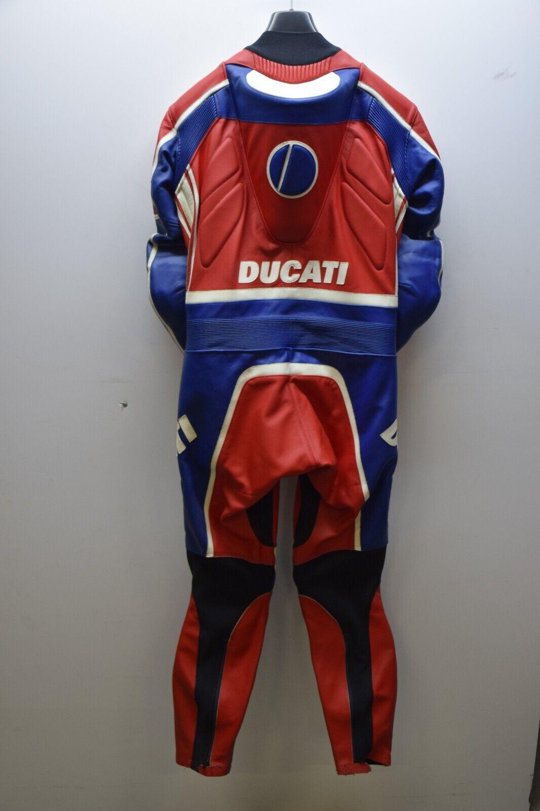 ducati tuta in pelle da moto dainese ducati ben bostrom sbk rossa blu bianca tg. 52 - foto 2