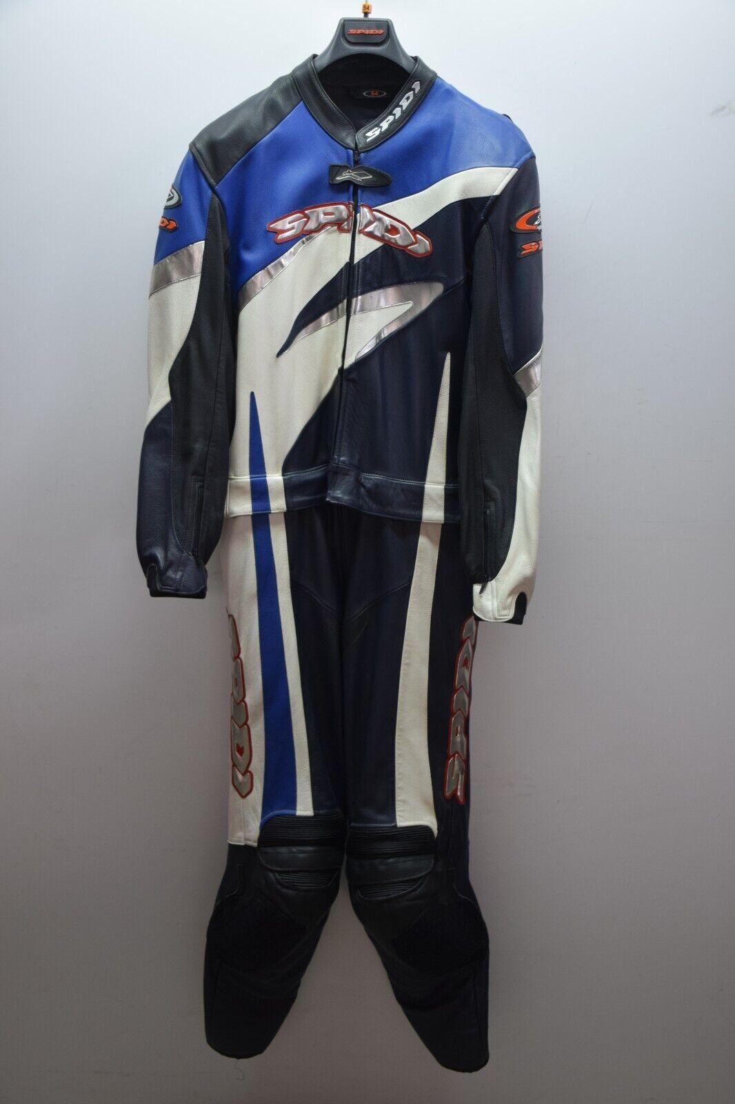 spidi tuta in pelle da moto spidi on-track sport divisibile blu bianca tg. 54 - foto 1