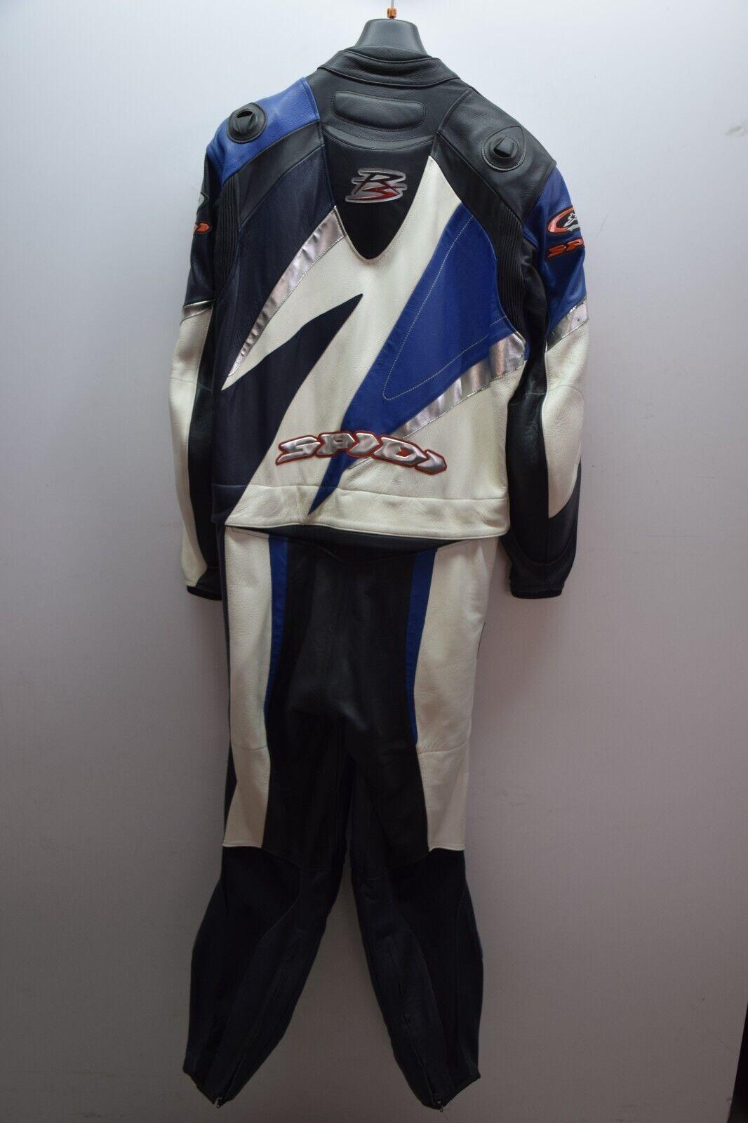 spidi tuta in pelle da moto spidi on-track sport divisibile blu bianca tg. 54 - foto 2