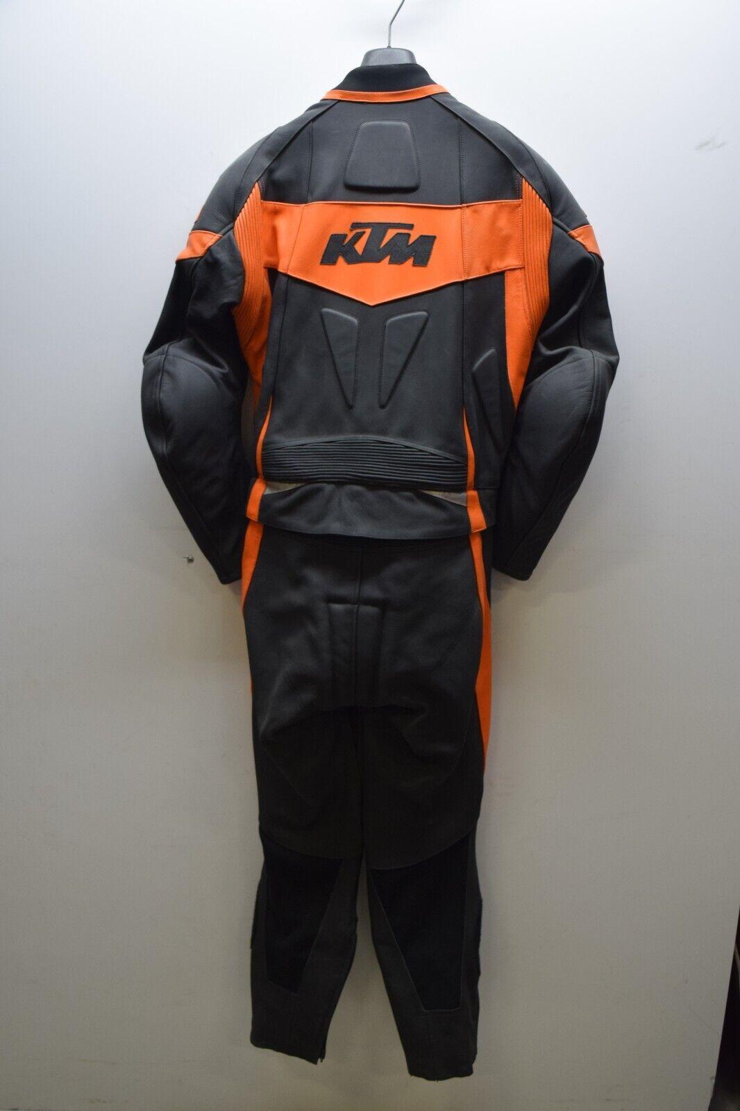 ktm tuta in pelle da moto ktm hunther leathersuit strada nero arancione tg. 52 - foto 2