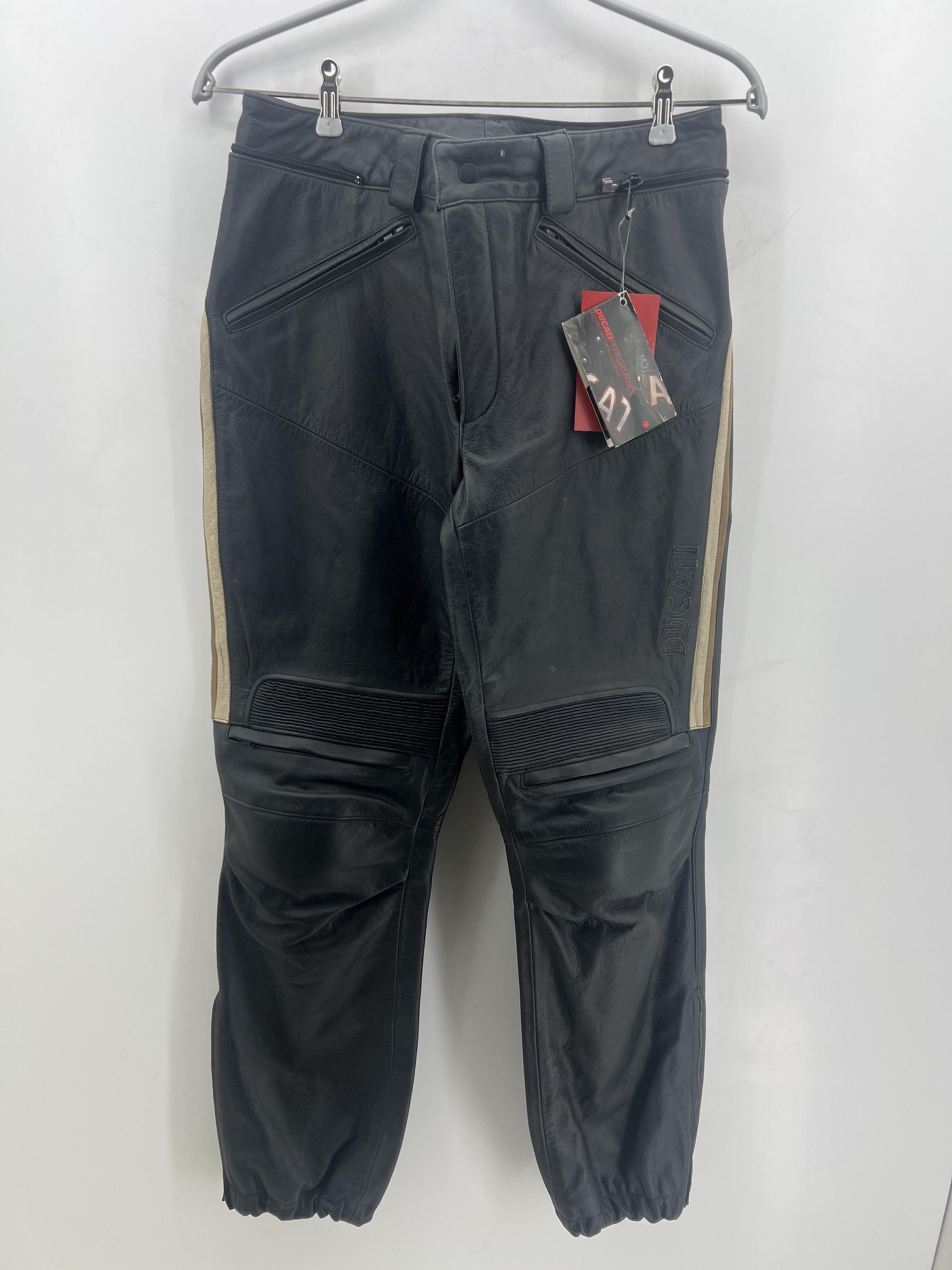 ducati pantaloni in pelle da moto ducati performance old times nero crema oro - foto 1